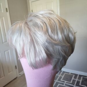 Wigsis 100% Remy Human Hair HD Lace Platinum Blonde Short Wig Glueless Bangs